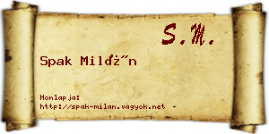 Spak Milán névjegykártya
